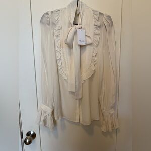Redemption White SILK RUFFLES SHIRT WITH JEWEL BUTTONS SZ 40 $843